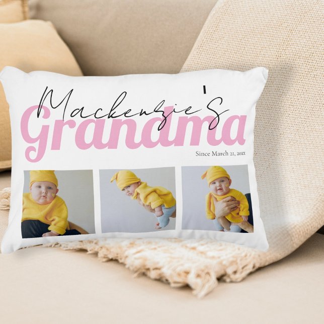 Coussins Décoratifs Photo et texte Grandma personnalisée (Photo and Text Grandma Custom Personalized Accent Pillow by Ricaso. Available in other colors)