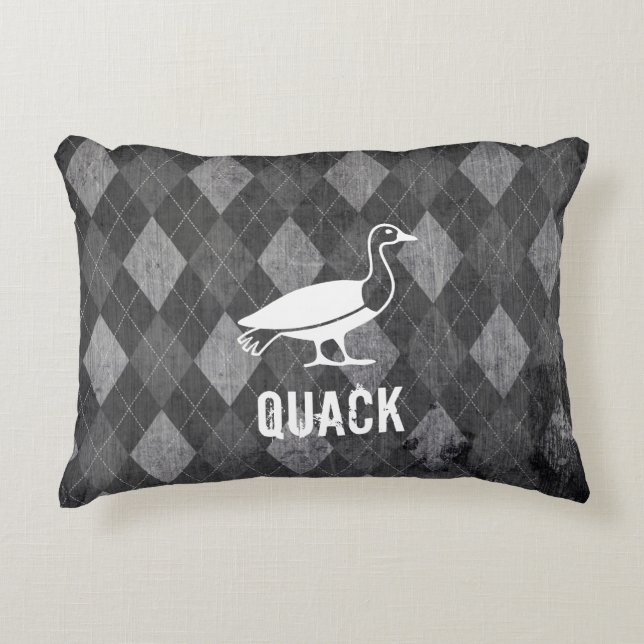 Coussins Décoratifs Pictogramme de canard sur le Jacquard noir Grunge (Devant)