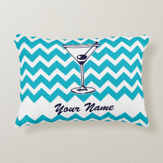 Coussins Décoratifs Pictogramme Martini avec Motif Blue Chevron