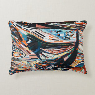 Coussins Décoratifs Pile de bateau en bois marron et bleu