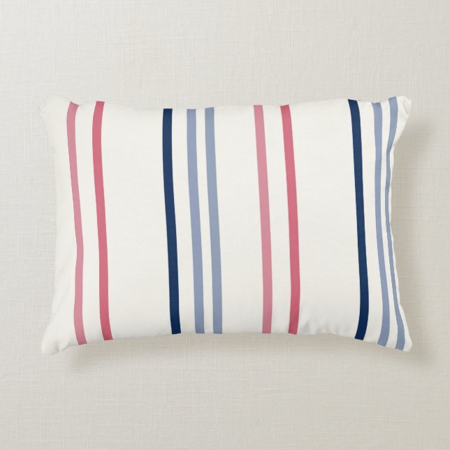 Coussins Décoratifs Pink blue and white stripes (Devant)