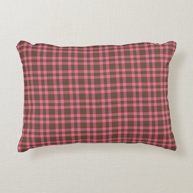 Coussins Décoratifs Pink Brown Plaid Pattern (Devant)