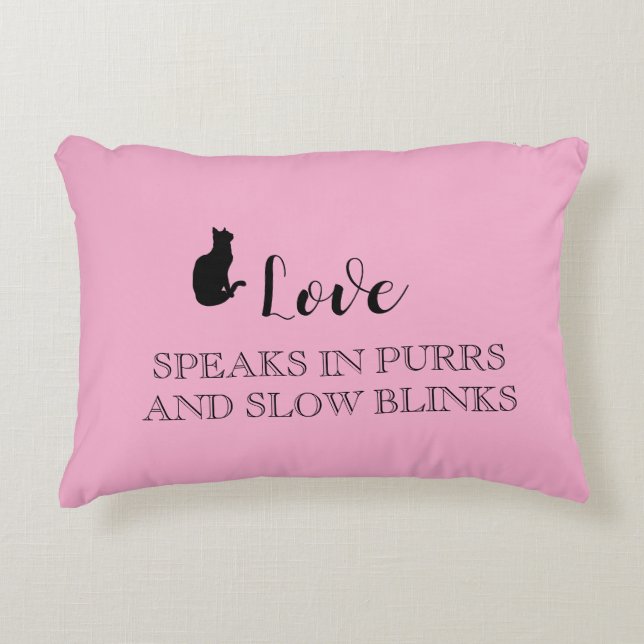 Coussins Décoratifs Pink Love Speaks in Purrs Cat Mom Pillow (Devant)
