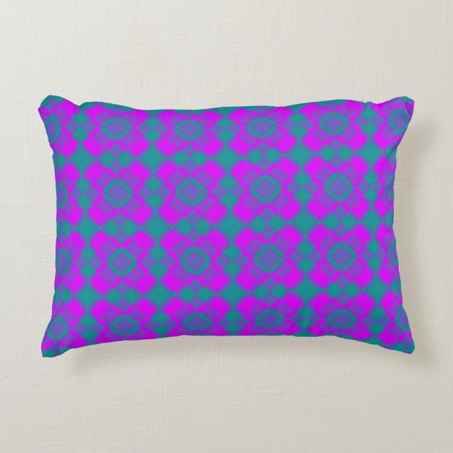 Coussins Décoratifs Pink Teal Purple Checker Argyle Pattern (Devant)