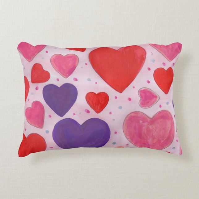Coussins Décoratifs Pink violet et Red Valentine's Day Hearts (Devant)