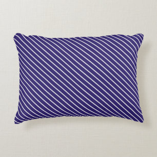 Coussins Décoratifs Pinstripes diagonales - bleu marine et blanc