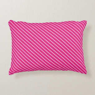 Coussins Décoratifs Pinstripes diagonales - fuchsia rose et blanc