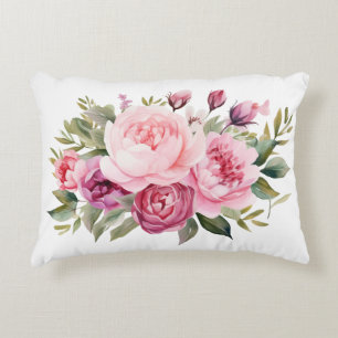 Coussins Décoratifs Pivoines roses florales aquarelle élégante