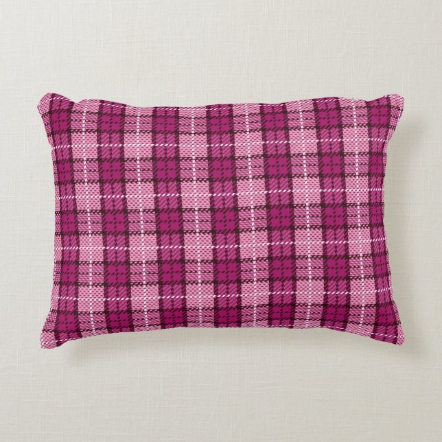 Coussins Décoratifs Pixel Plaid_Magenta-Black (Devant)