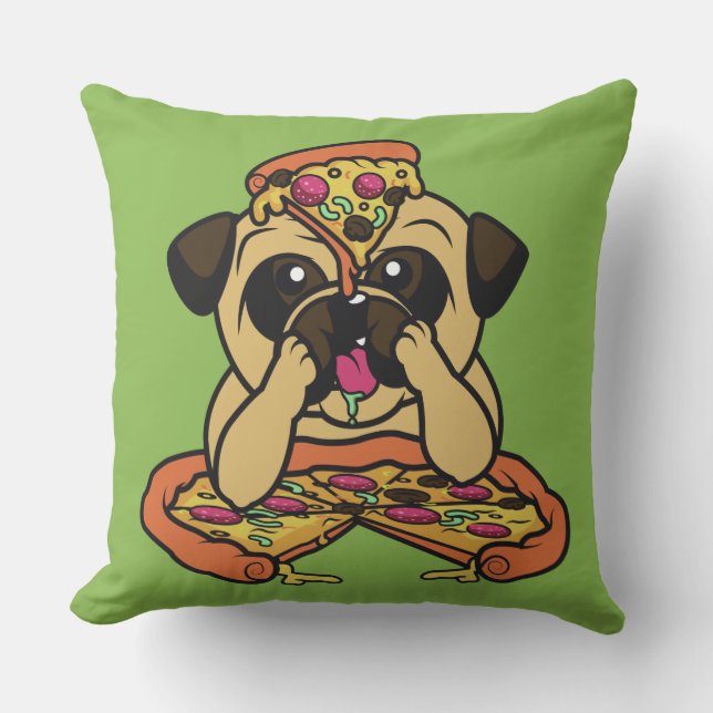 Coussins décoratifs Pizza Pug (Recto)