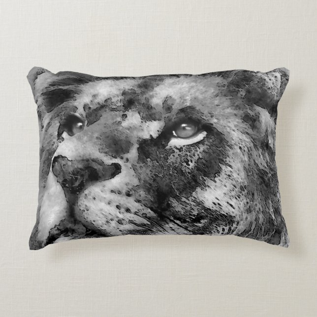 Coussins Décoratifs Placid Lion Face Argent (Devant)
