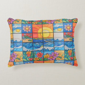 Coussins Décoratifs plage d'été océan et fleurs