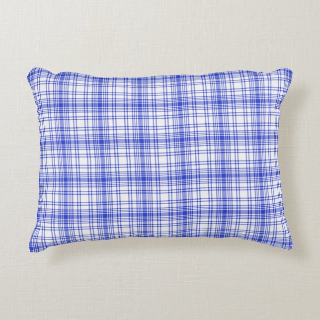 Coussins Décoratifs Plaid blanc bleu 2 (Devant)
