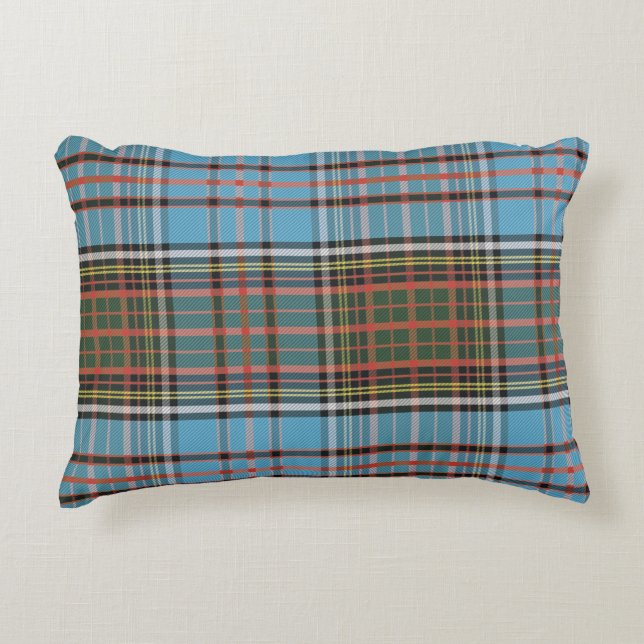 Coussins Décoratifs Plaid Clan Anderson Sky Blue Brown Check Tartan (Devant)