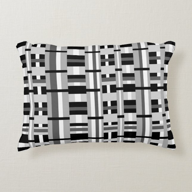 Coussins Décoratifs Plaid en noir blanc et gris (Devant)
