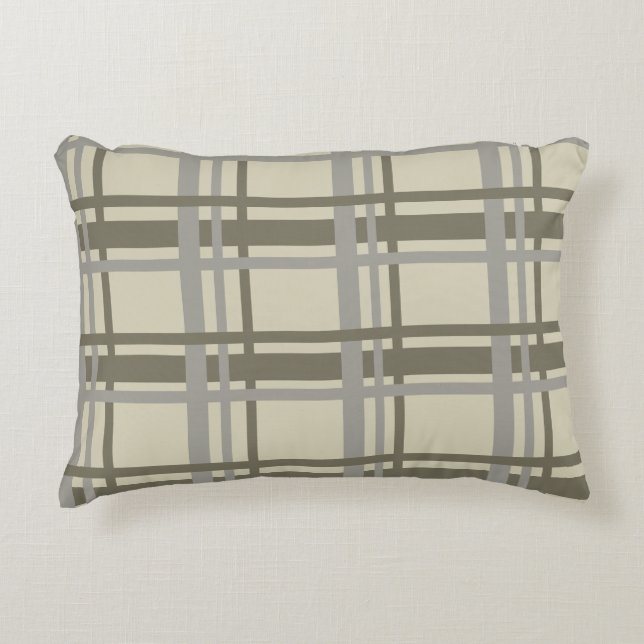 Coussins Décoratifs Plaid gris et crème (Devant)