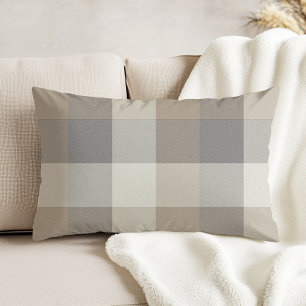 Coussins Décoratifs Plaid neutre marron clair, gris et ivoire