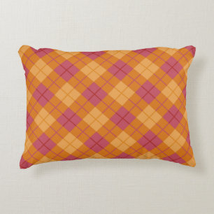 Coussins Décoratifs Plaid polarisé dans l'orange et le rose