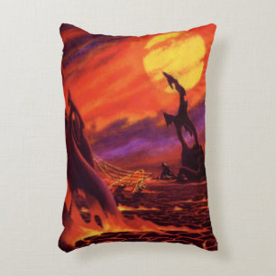 Coussins Décoratifs Planète volcanique de science-fiction vintage avec