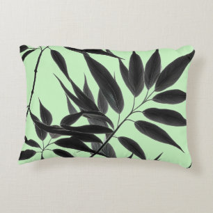 Coussins Décoratifs Plante de bambou noir et vert menthe