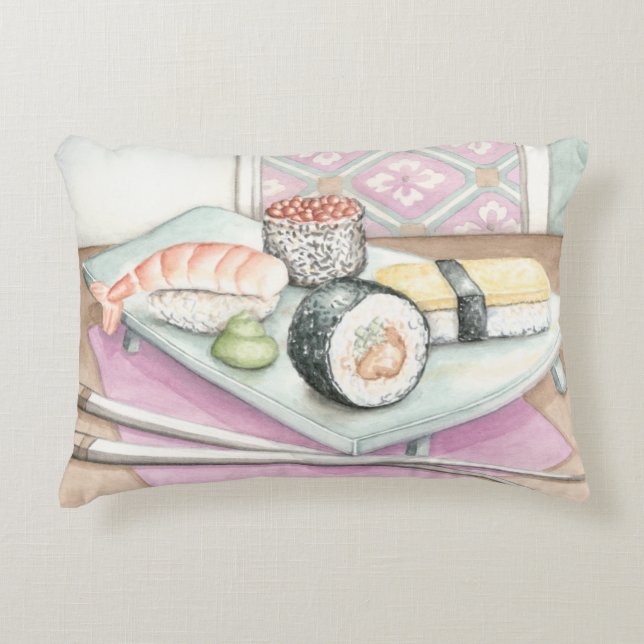 Coussins Décoratifs Plaque de sushi assorté avec baguettes (Devant)