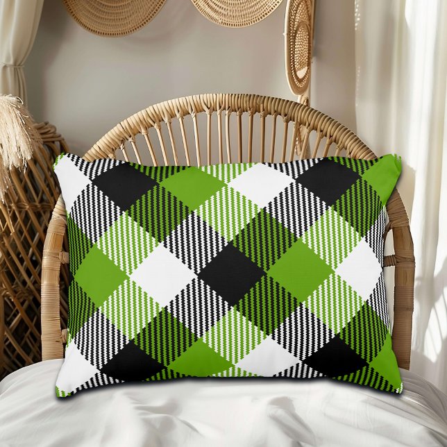 Coussins Décoratifs Plaques Tartan simples Vert néon (Créateur téléchargé)
