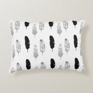 Coussins Décoratifs Plumes noires et blanches