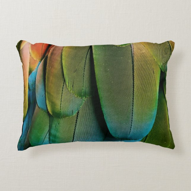 Coussins Décoratifs Plumes vertes et bleues (Devant)