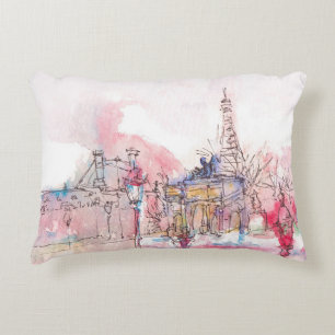 Coussins Décoratifs Point d'orgue de Paris avec aquarelle par temps de