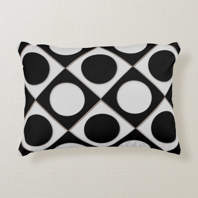 Coussins Décoratifs Points & Carrés / noir blanc + vos idées (Devant)