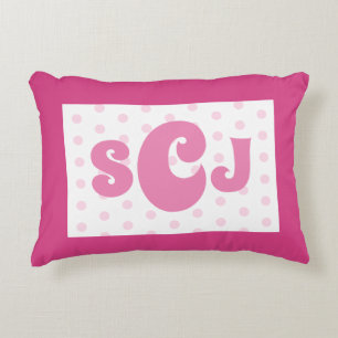 Coussins Décoratifs Points Monogrammes roses chauds amusants