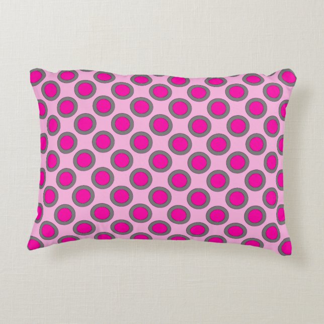 Coussins Décoratifs Points tournés, fuchsia, gris et rose (Dos)