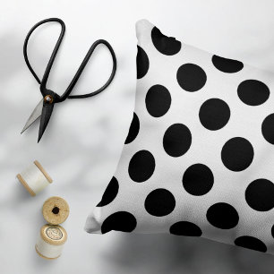 Coussins Décoratifs Pois, Motif Polka Dot, noir et blanc