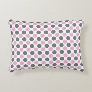 Coussins Décoratifs pois rose poudré et gris fumé