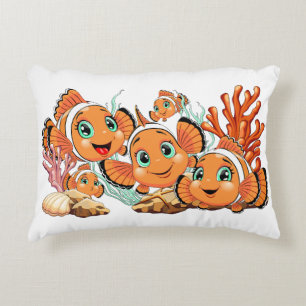 Coussins Décoratifs Poisson clown Dessin animé mignon Famille Sous l'e