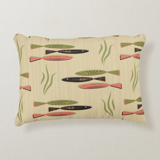 Coussins Décoratifs Poisson Moderne Du Milieu Du Siècle (Devant)
