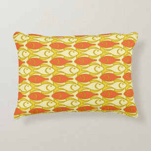 Coussins Décoratifs Poisson moderne du milieu du siècle, jaune et oran