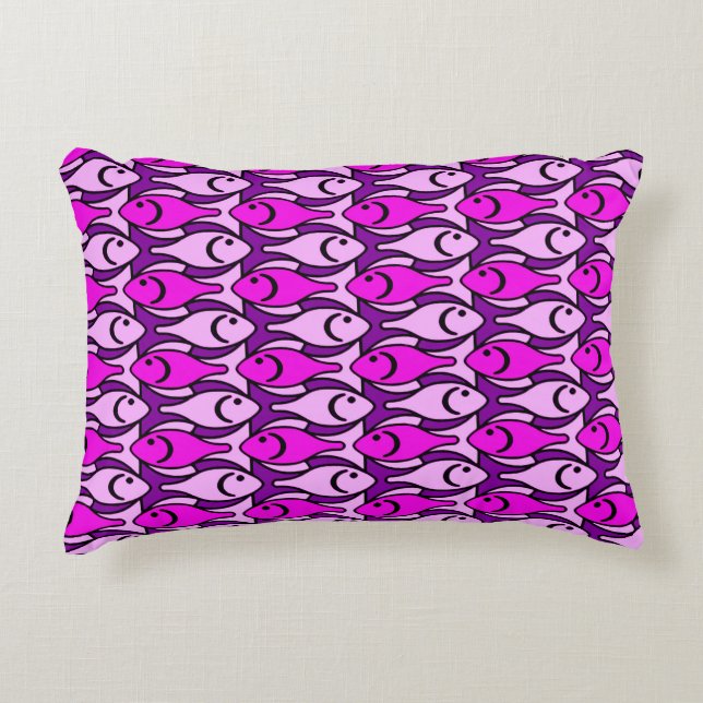 Coussins Décoratifs Poisson moderne du milieu du siècle, rose orchidée (Devant)
