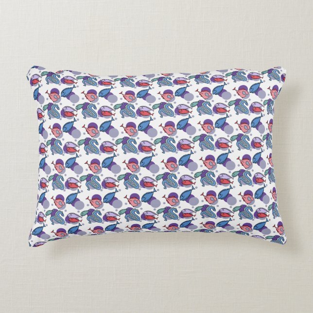 Coussins Décoratifs Poissons et anguilles. (Devant)
