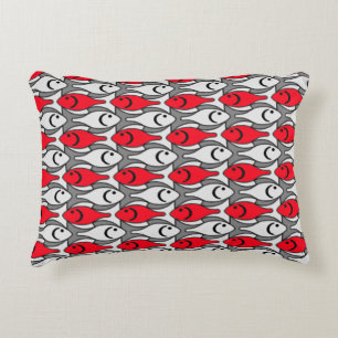 Coussins Décoratifs Poissons modernes de la moitié du siècle, rouge 