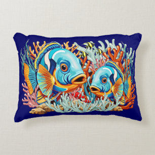 Coussins Décoratifs Poissons Tropicaux Couleurs Vives Vibes d'Été
