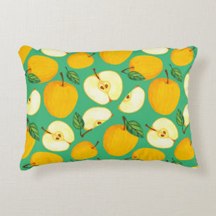 Coussins Décoratifs Pomme jaune : Motif d'aquarelle juteux.