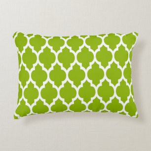 Coussins Décoratifs Pomme Vert Blanc Motif Quatrefoil Marocain #4