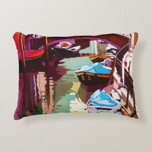 Coussins Décoratifs Pont du canal Vintage - Aquarelle de Venise