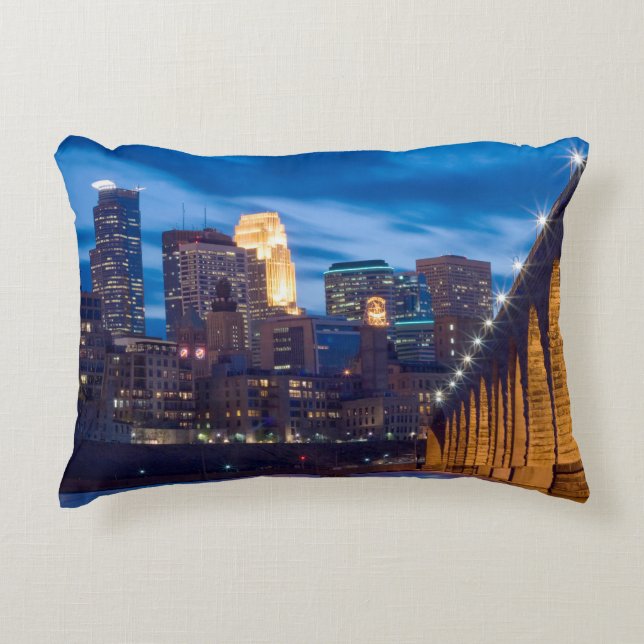 Coussins Décoratifs Pont Pierre Arch Minneapolis Skyline (Devant)