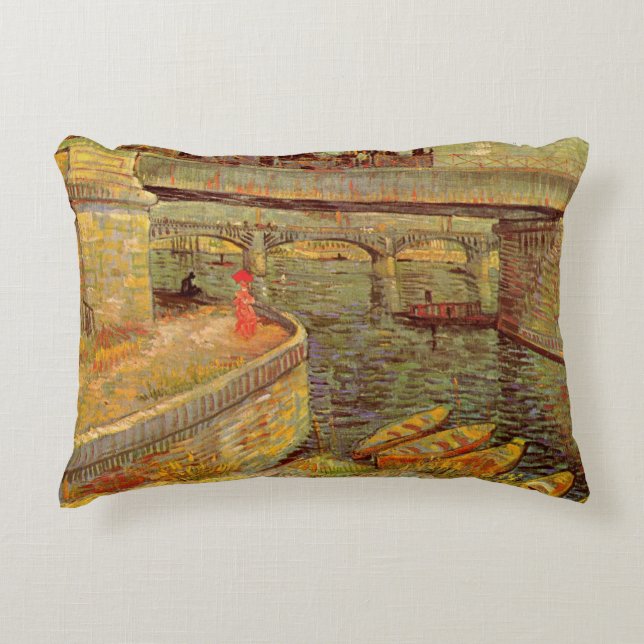 Coussins Décoratifs Ponts sur la Seine, Asnières par Vincent van Gogh (Devant)