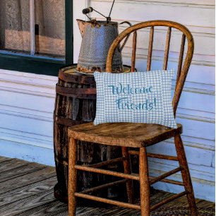 Coussins Décoratifs Porche Personnalisé Vintage Bleu Blanc Campagne