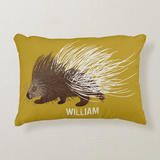 Coussins Décoratifs Porcupine Brown et moutarde personnalisée (Devant)