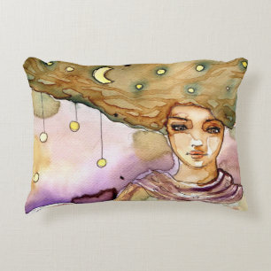 Coussins Décoratifs Portrait abstrait et jolie femme