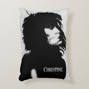 Coussins Décoratifs Portrait de déesse gothique Art original Noir Blan